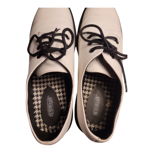 Seychelles Katie oxford white womens 7.5 lace-up black platform lugs sole - Picture 5 of 9
